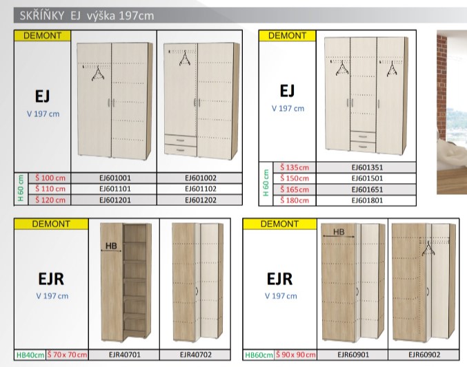 rozměry skříní excel s klasickými dveřmi